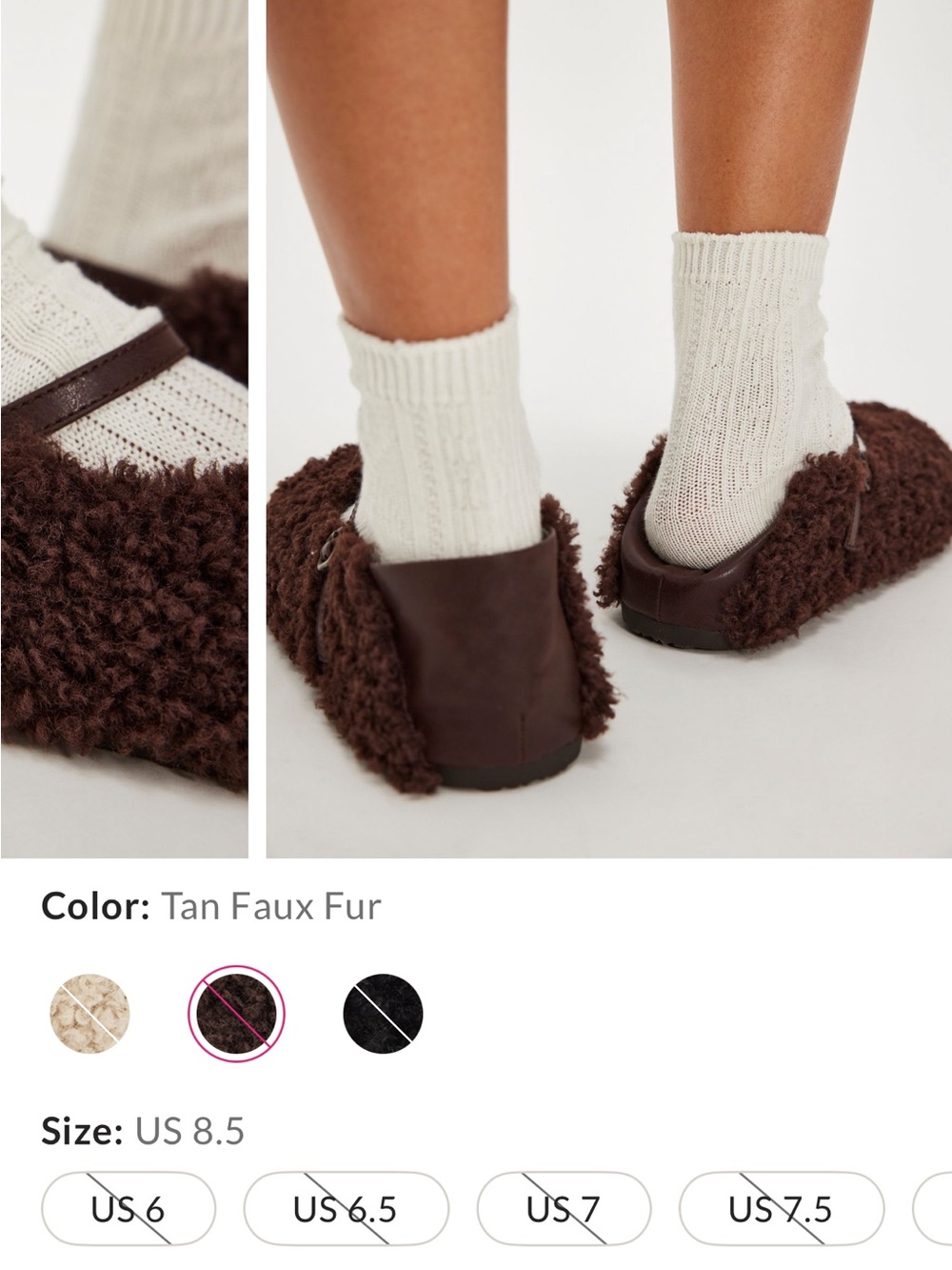 Cozy Faux-Fur Slip-On Loafers in Dark Brown